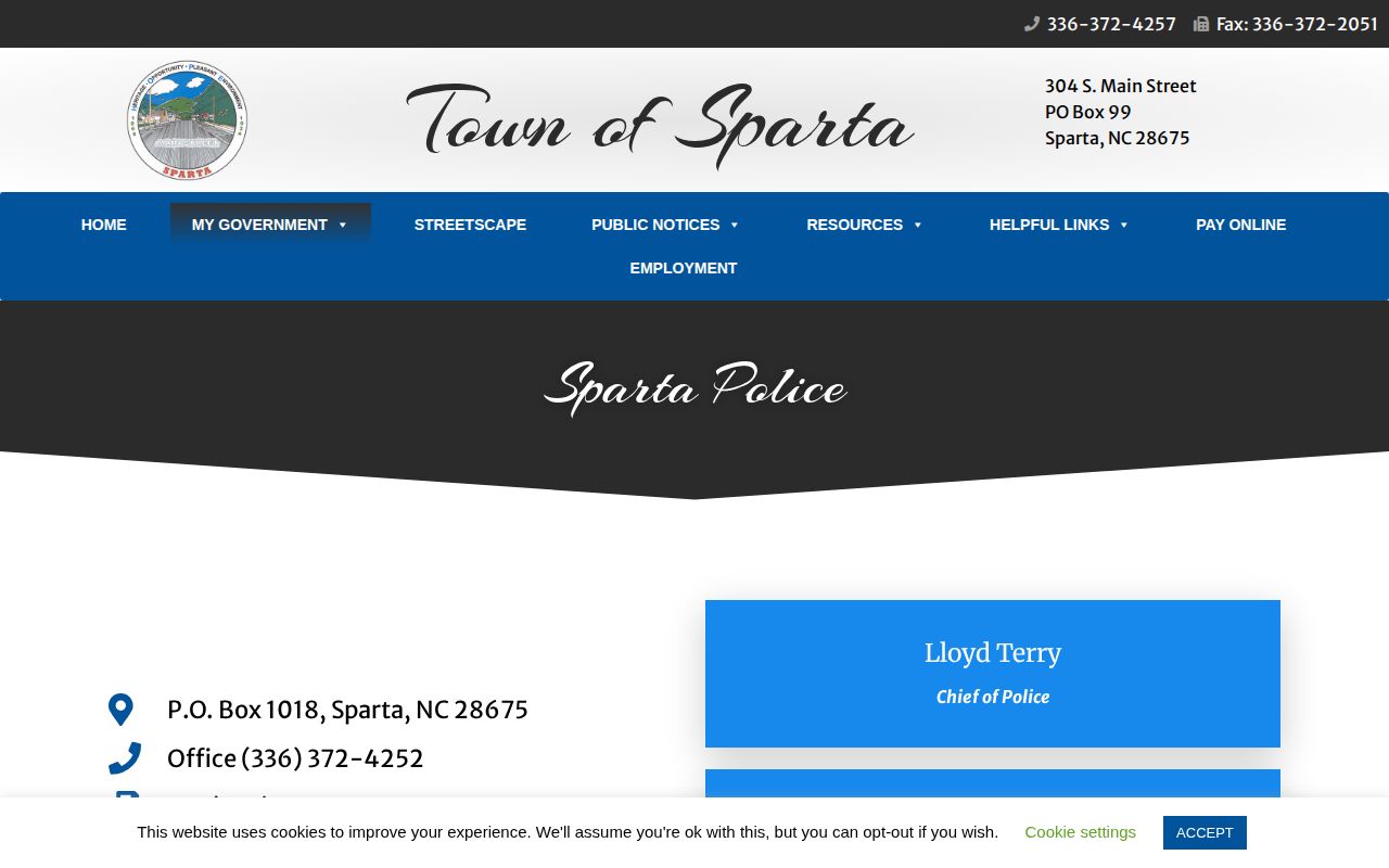 Official Sparta Police Department page